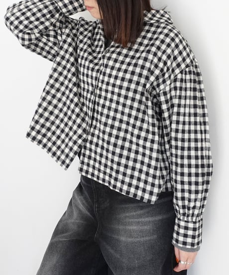 i c h i 250707 Cotton Linen Gingham Shirt / B: GINGHAM
