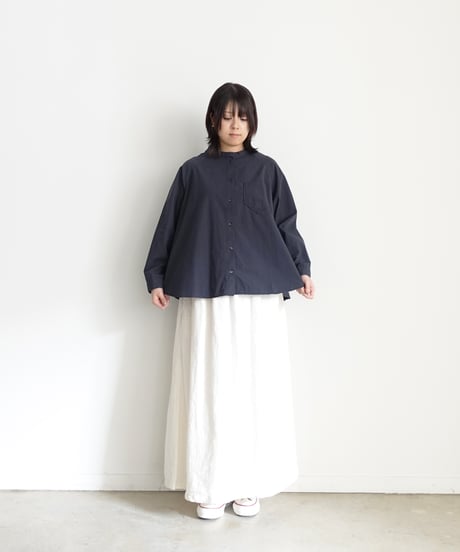 i c h i  250704 Band Collar Cotton Shirt / 2 COLORS