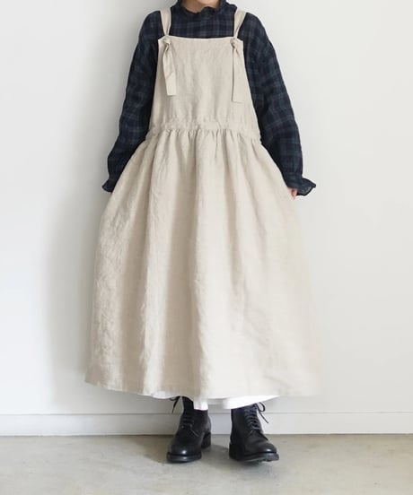 【 LIMITED COLLECTION 】Antiquités noir 1001201  Linen Frill Blouse / A : BLACK WATCH