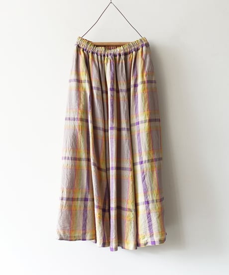 ichiAntiquités  1001115  Linen Cotton Check Skirt / 2 COLORS