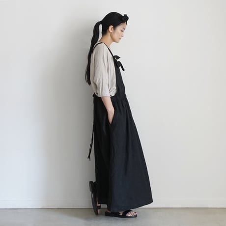 【 LIMITED COLLECTION 】Antiquités noir  801203  Linen Apron Dress / 2 COLORS