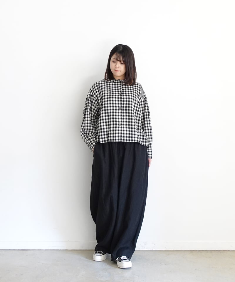 i c h i 250707 Cotton Linen Gingham Shirt / B: