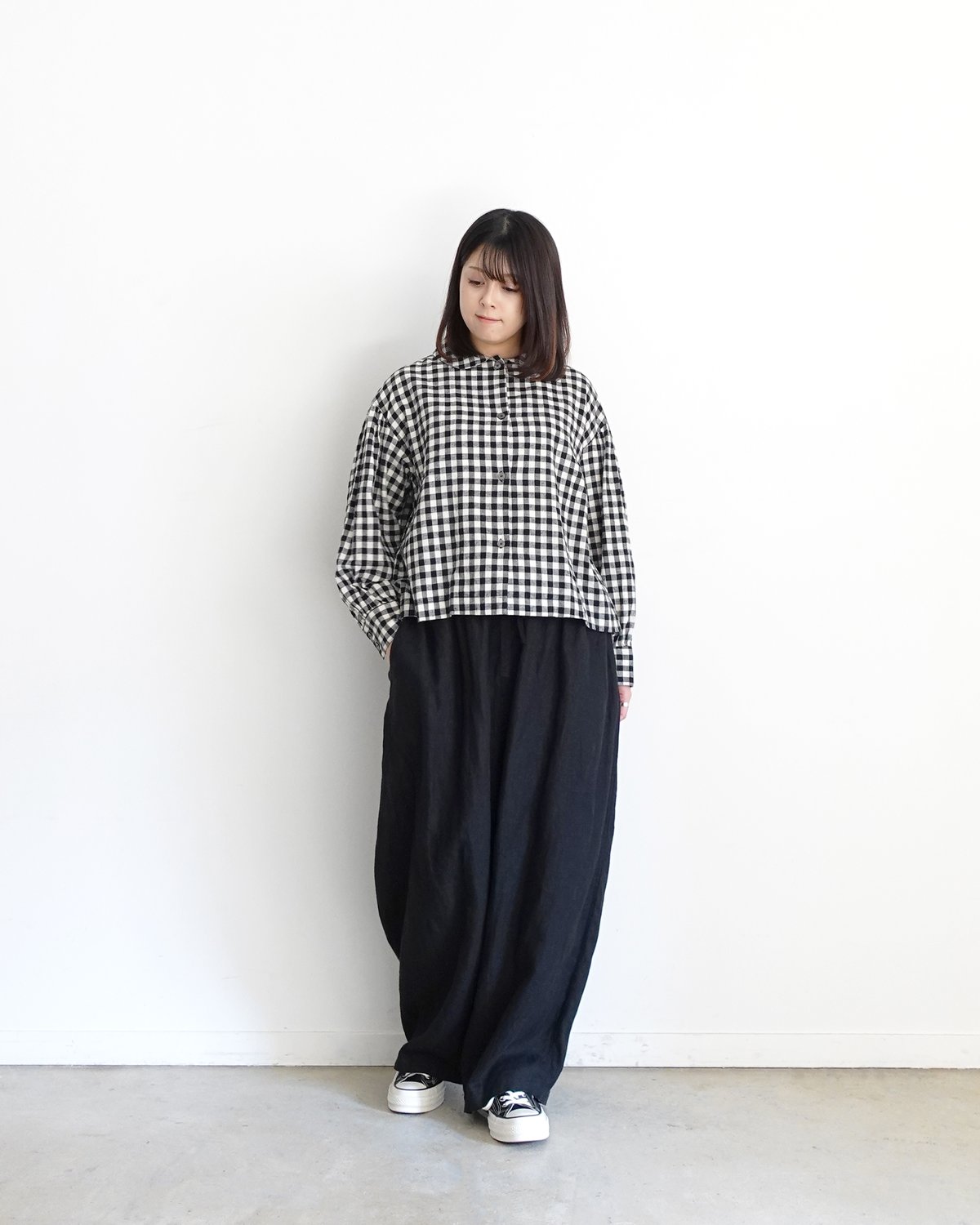 ichimamさま専用 i c h i 250707 Cotton Linen Gingham Shirt / B: