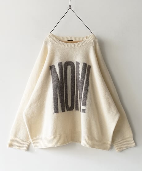 i c h i  250467・250468  Shetland Wool Knit Pullover / GRAY “OUI!”・ IVORY “NON!”