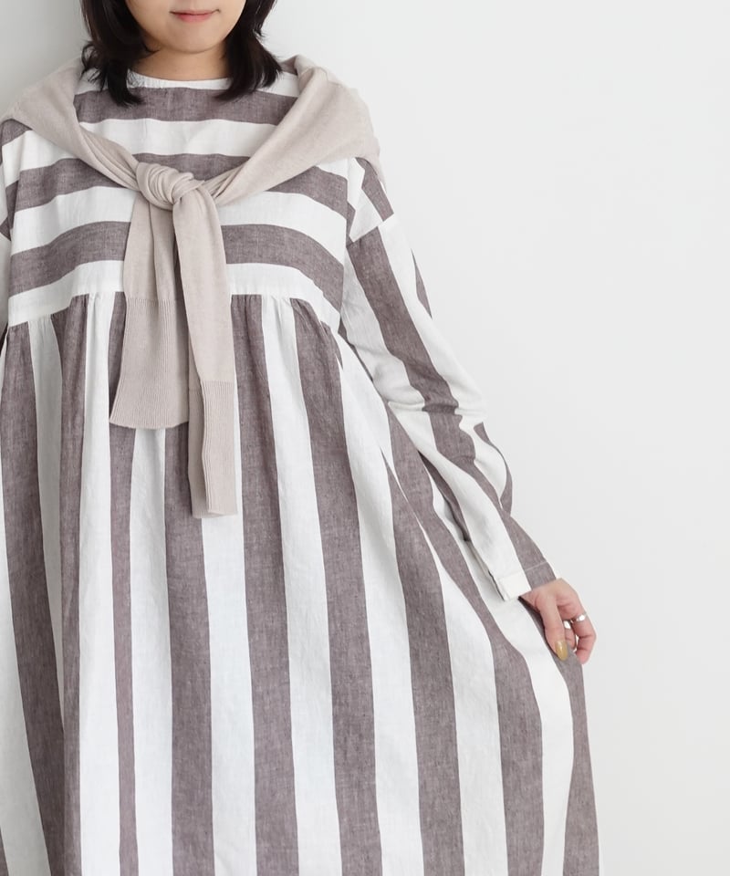 i c h i 251035 Cotton Linen Border Dress / 2 CO