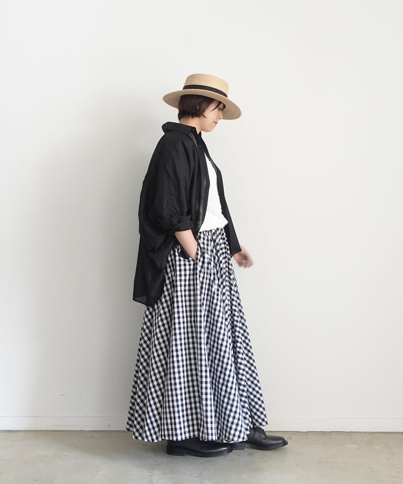 i c h i 241203 Cotton Circular Gather Skirt /