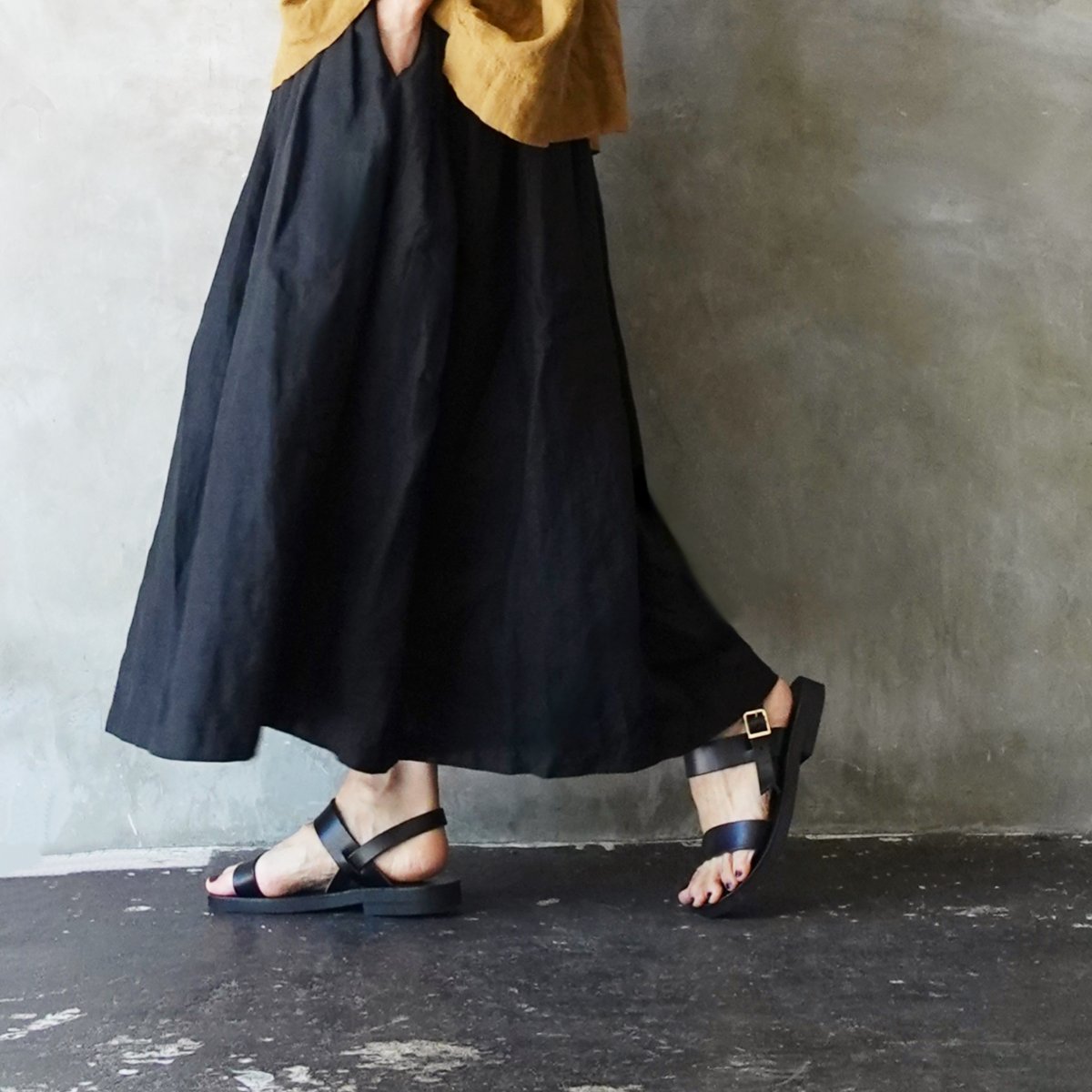 Antiquités noir Linen Gather Skirt LIMITED COLLECTION 】Antiquités noir 800406 L