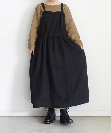 【 LIMITED COLLECTION 】Antiquités noir  1000409  Linen Apron Dress / 2 COLORS