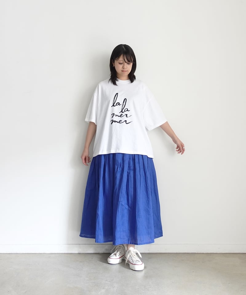 i c h i 251006 French Linen Gathered Skirt / D