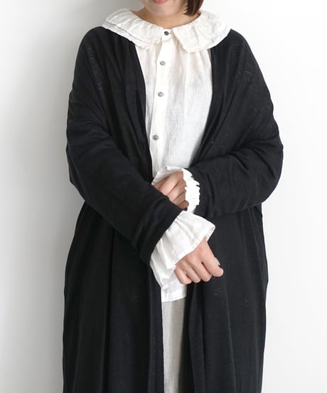 【 LIMITED COLLECTION 】Antiquités noir  801209 Linen Long Robe Cardigan / B : BLACK