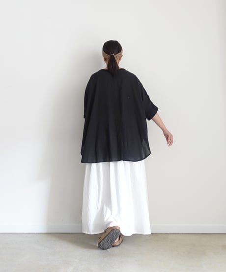 i c h i  251217  Cotton Gather Skirt / A : WHITE