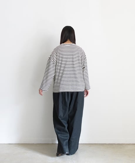 ichiAntiquités 1100643 Cotton Border Pullover / 2 COLORS
