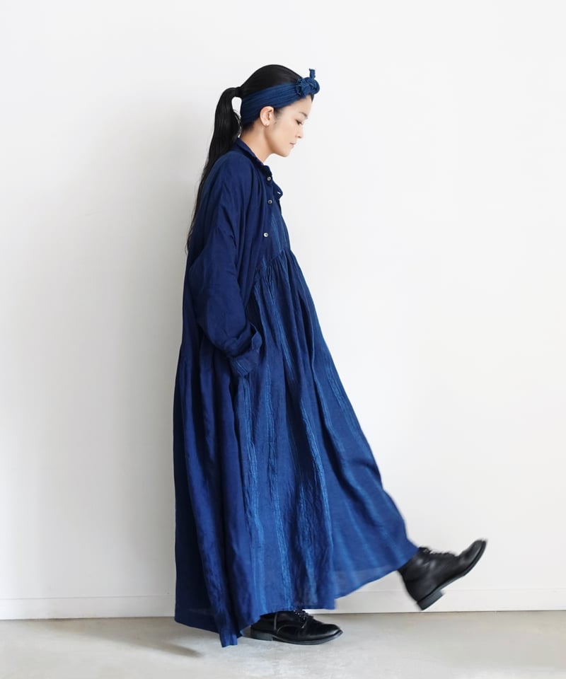 ichiAntiquités 1000318 INDIGO Linen Dobby Strip 