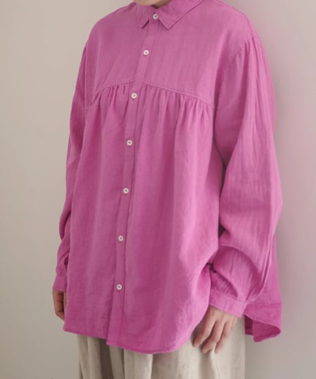 ichiAntiquités 1000901 Linen Cotton Yoke Gather Blouse / 3 COLORS