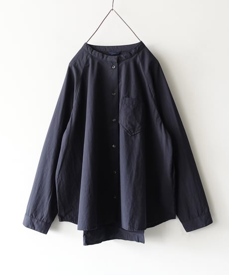 i c h i  250704 Band Collar Cotton Shirt / 2 COLORS