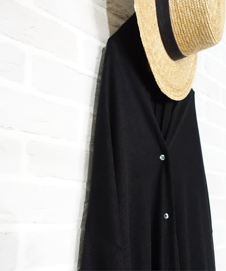 【 LIMITED COLLECTION 】Antiquités noir  801209 Linen Long Robe Cardigan / B : BLACK