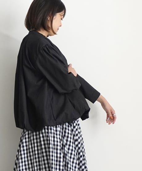 i c h i  250422 Cotton Balloon Shirt / D : BLACK