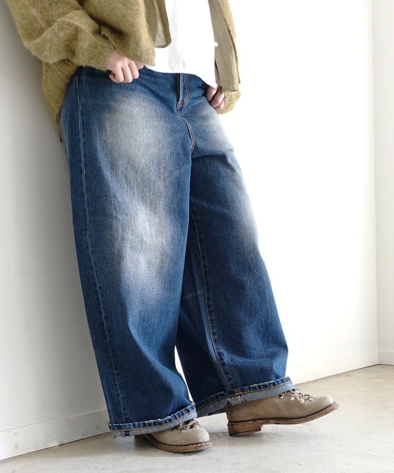 i c h i 230430 DENIM Wide Pants / B : DARK・2