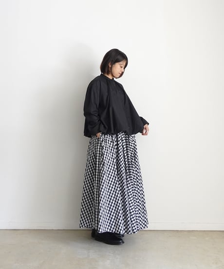 i c h i  250422 Cotton Balloon Shirt / D : BLACK