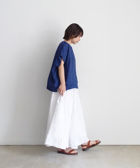 ichiAntiquités 1001116  INDIGO Linen French sleeve Over Pullover / A : INDIGO