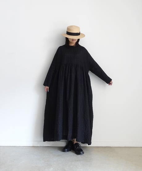 ichiAntiquités 1101109 Linen Cotton Gingham Check Dress / 2 COLORS