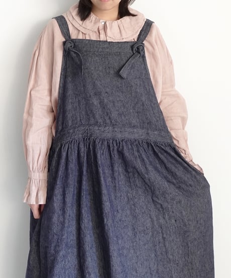 ichiAntiquités 1100934 Linen Cotton Denim Apron Dress / 2 COLORS