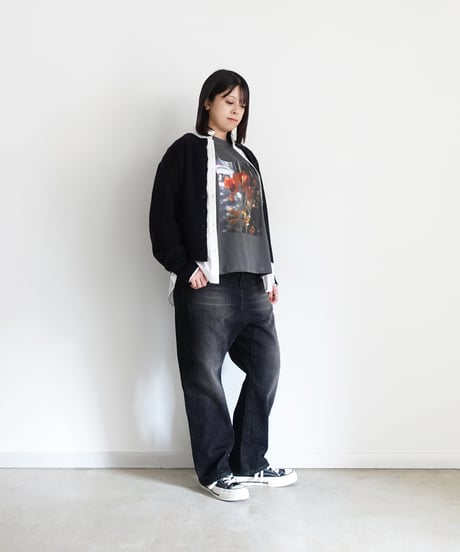 i c h i  241230 Denim Sarrouel Pants / D : BLACK・2 SIZE