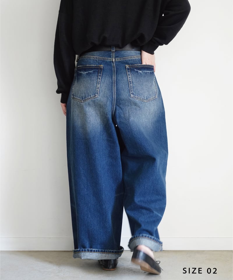 i c h i 230430 DENIM Wide Pants / B : DARK・2