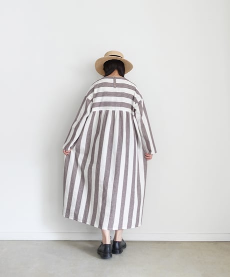 i c h i 251035 Cotton Linen Border Dress / 2 COLORS