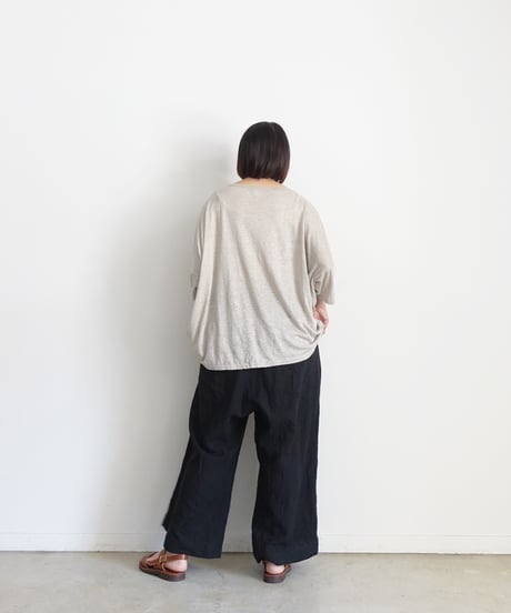 ichiAntiquités 801134  Vintage Linen Relax Pants / C : BLACK