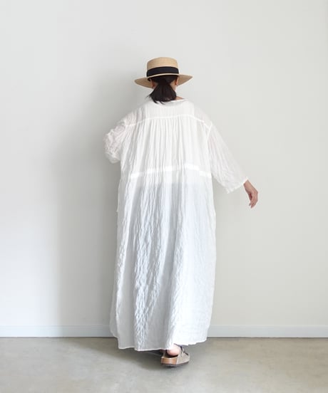 i c h i 251107 Shirring Cloth Long Cardigan / A : WHITE