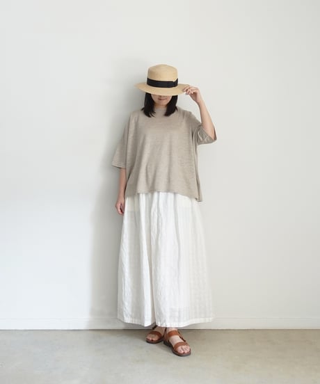 ichiAntiquités 1101110 Linen Cotton Gingham Check Skirt / 3 COLORS