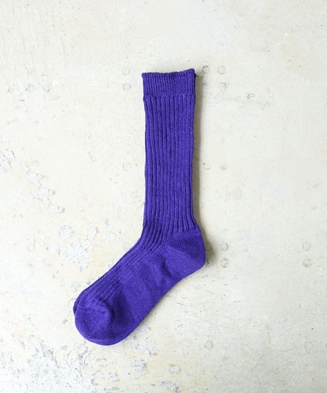 LOITER L019 Linen Color Rib Socks / 3 COLORS : SMOKE PINK・ORANGE・PURPLE