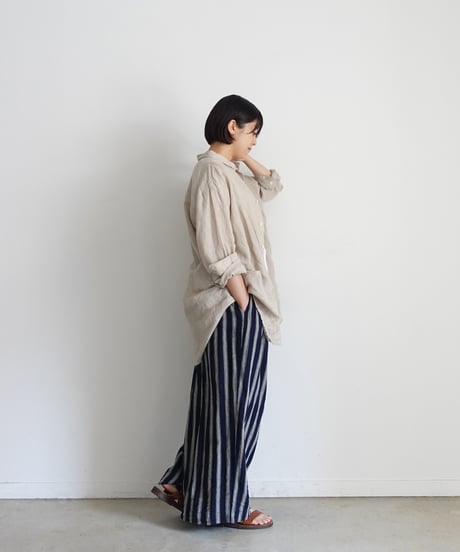【 ONLINE LIMITED 】Antiquités 1000631 Linen Vacances Over Shirt / 2 COLORS