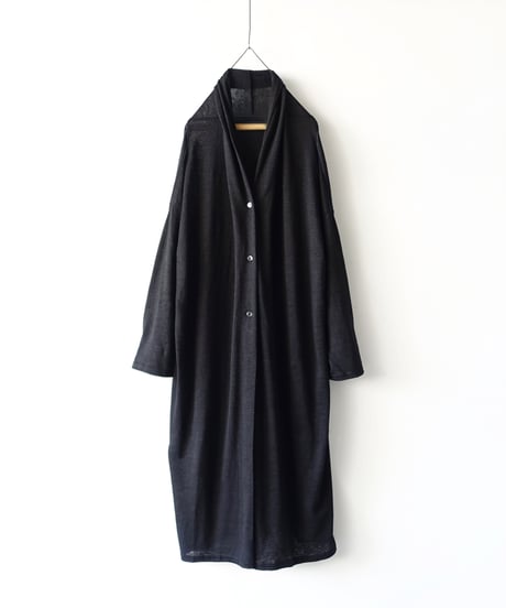 【 LIMITED COLLECTION 】Antiquités noir  801209 Linen Long Robe Cardigan / B : BLACK