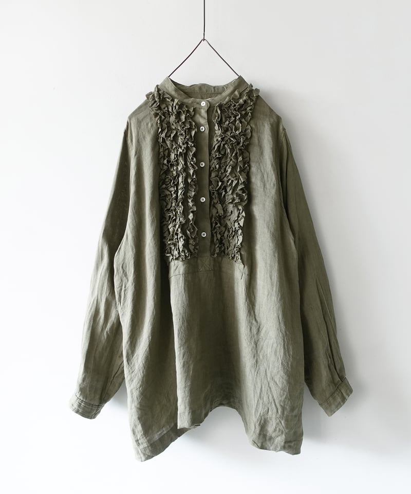 ichiAntiquités 1000936 Linen Frill Blouse / B