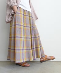ichiAntiquités  1001115  Linen Cotton Check Skirt / 2 COLORS
