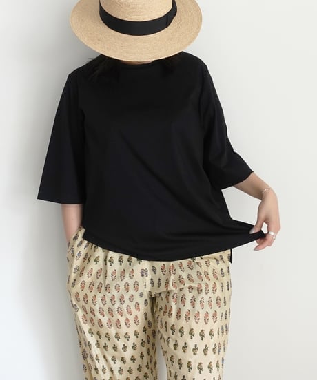 ichiAntiquités 1100959 Smooth Cotton Pullover / C : BLACK