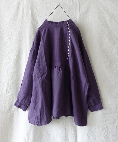 ichiAntiquités 1100910 Linen Broad Band Collar Shirt / 3 COLORS