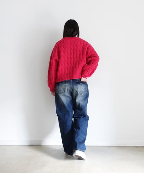 i c h i  241230 Denim Sarrouel Pants / B : DARK・2 SIZE