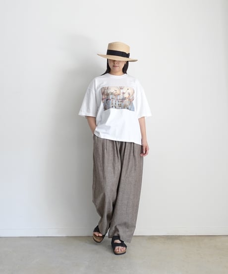 i c h i 251041 Linen Cotton Herringbone Relax Pants / 2 COLORS