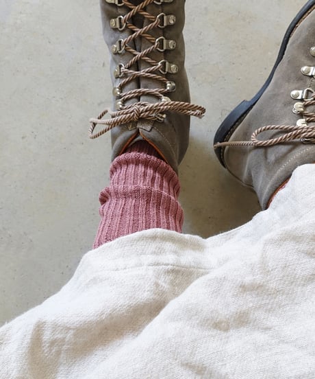 LOITER L019 Linen Color Rib Socks / 3 COLORS : SMOKE PINK・ORANGE・PURPLE