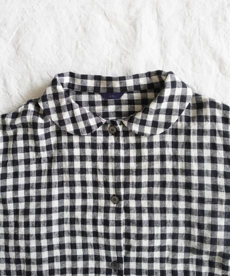 i c h i 250707 Cotton Linen Gingham Shirt / B: GINGHAM