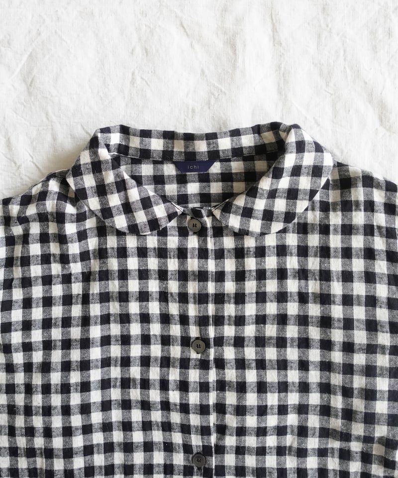 i c h i 250707 Cotton Linen Gingham Shirt / B: