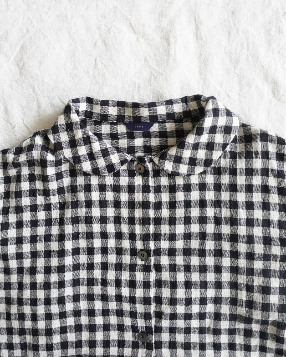 i c h i 250707 Cotton Linen Gingham Shirt / B:
