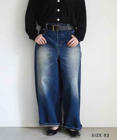 i c h i  230430  DENIM Wide Pants / B : DARK・2 size