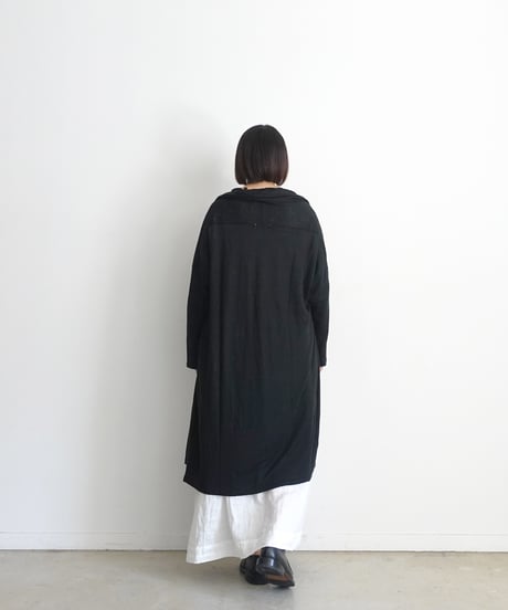【 LIMITED COLLECTION 】Antiquités noir  801209 Linen Long Robe Cardigan / B : BLACK