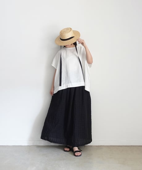 ichiAntiquités 1101110 Linen Cotton Gingham Check Skirt / 3 COLORS