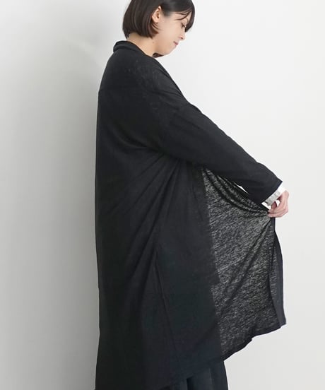【 LIMITED COLLECTION 】Antiquités noir  801209 Linen Long Robe Cardigan / B : BLACK