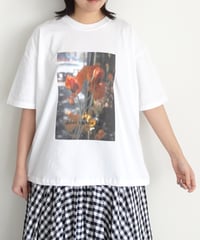 i c h i  251055  "Libre Comme l'Air" Flower Bloom Pigment Over T Shirt / 2 COLORS